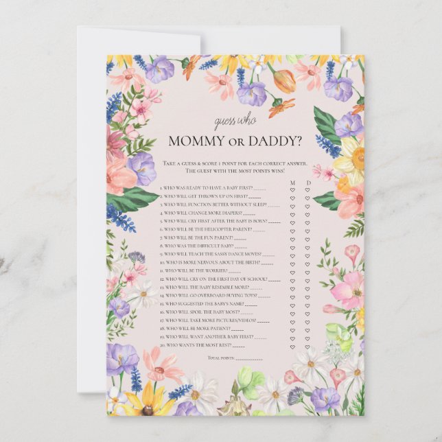 Raten Sie mal, wer Mama oder Daddy Game Baby Showe Einladung (Vorderseite)