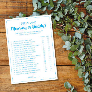 Raten Sie mal, wer Mama oder Daddy Game Boy Baby D Hinweiskarte