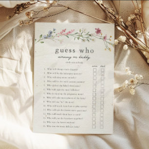 Raten Sie mal, wer Mama oder Papa Baby Shower Game Einladung