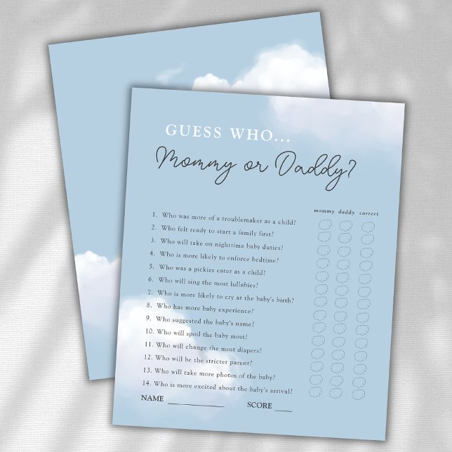 Raten Sie mal, wer Mama oder Papa Boy Baby Shower  (Von Creator hochgeladen)