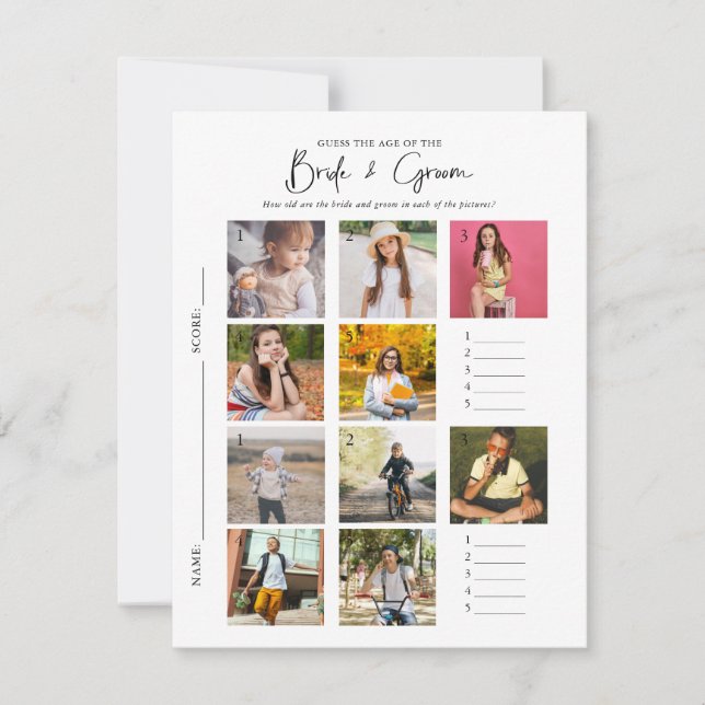 Raten Sie mal, wie alt | Foto Brautparty Game Einladung (Vorderseite)
