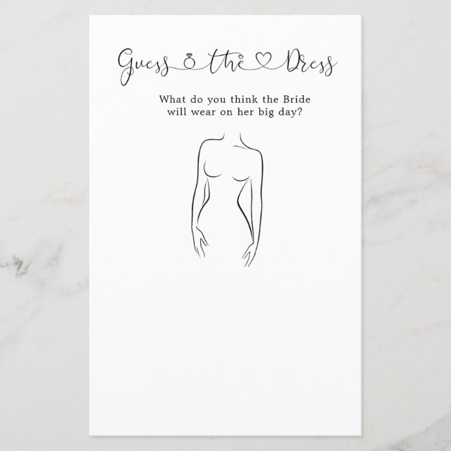 Raten Sie mal, wie das Dress-Brautparty-Spiel läuf (Vorderseite)