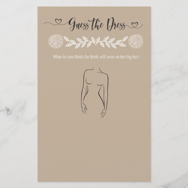 Raten Sie mal, wie das Dress-Brautparty-Spiel läuf (Vorderseite)