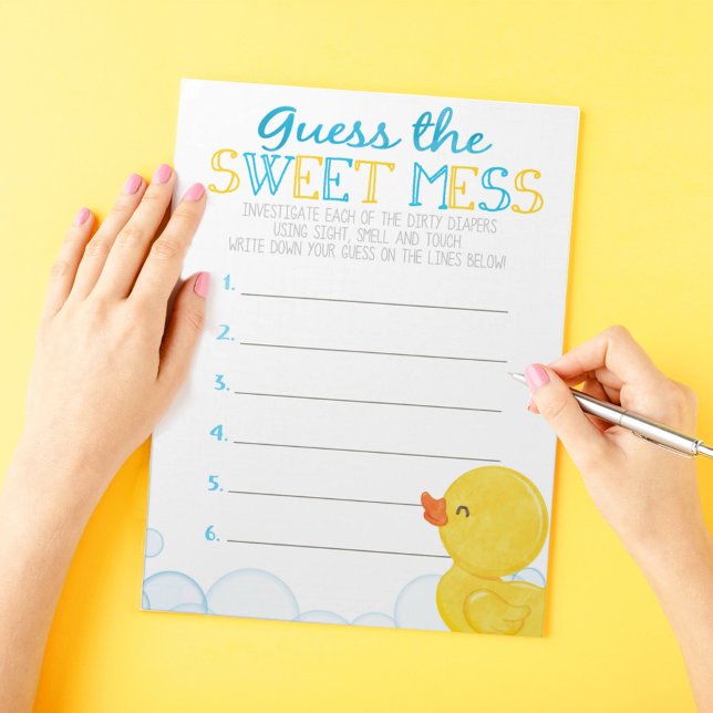 Raten Sie mal, wie das süße Schlammerschwingel-Spi Notizblock (Guess the Sweet Mess Watercolor Rubber Duck Baby Shower Game Pack of 40 Answer Sheets)