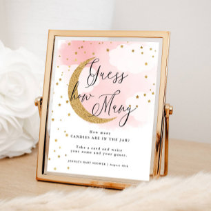 Raten Sie mal, wie viel Rosa über dem Mond-Baby-Du Poster