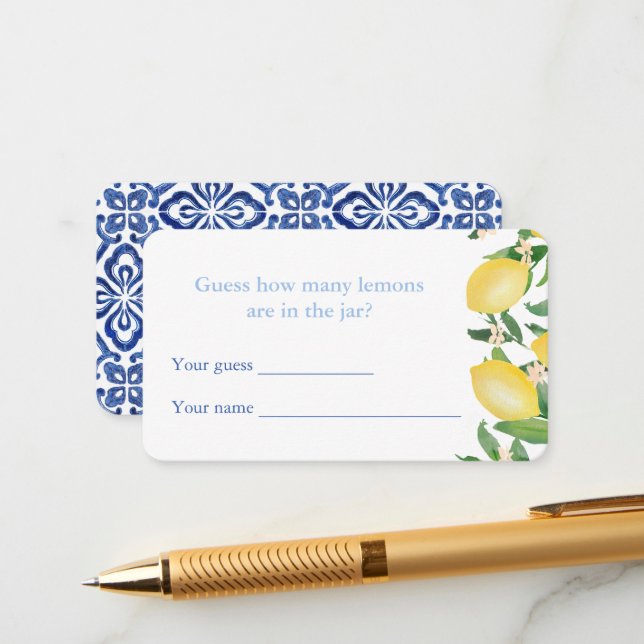 Raten Sie mal, wie viele Lemons Polterabend Game C Begleitkarte (Vorderseite/Rückseite Beispiel)