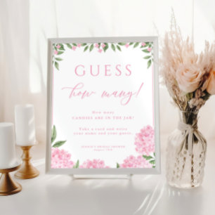 Raten Sie mal, wie viele Pink Hydrangea-Duschspiel Poster