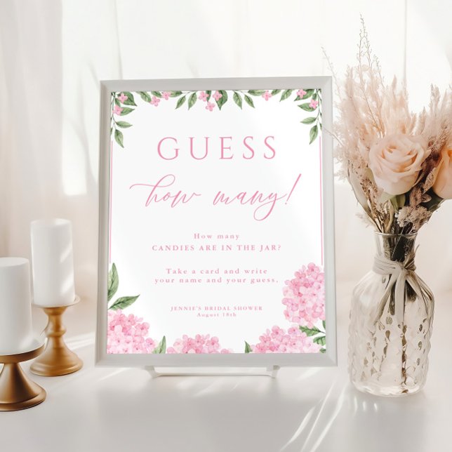 Raten Sie mal, wie viele Pink Hydrangea-Duschspiel Poster (Von Creator hochgeladen)