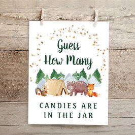 Raten Sie mal, wie viele Woodlandtiere Baby Shower Poster