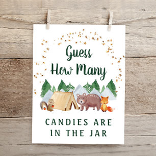 Raten Sie mal, wie viele Woodlandtiere Baby Shower Poster