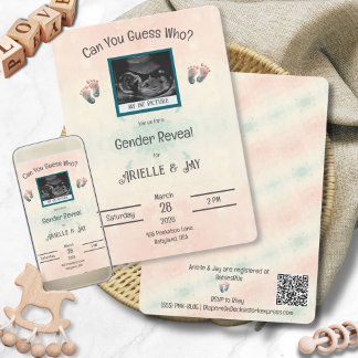 "Raten Sie wem" Geschlecht offenbart Ultraschalldu Einladung