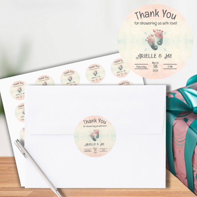 "Raten Sie wem" Geschlecht offenbart Ultraschalldu Runder Aufkleber (Guess Who Baby Shower Gender Reveal Stickers for Thank You Gift)