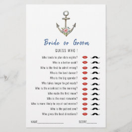 'Raten Sie, wer das Nautical Anchor Brautparty-Spi