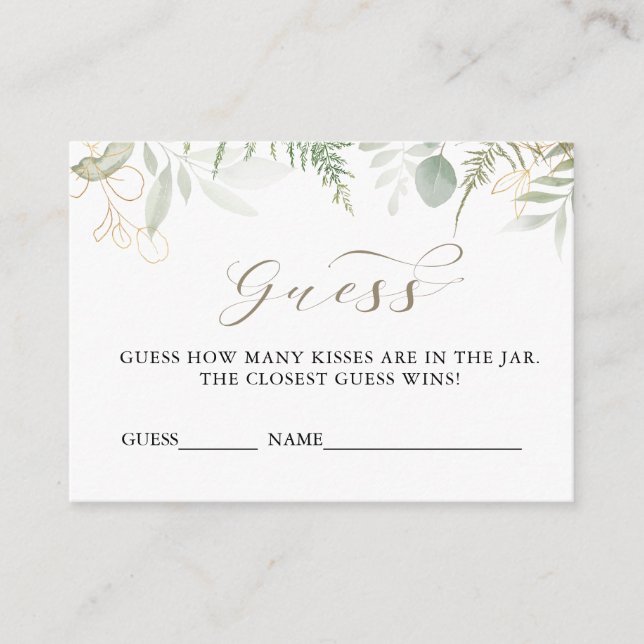 Raten Sie, wie viele Kisses Brautparty Answer Card Begleitkarte (Vorderseite)
