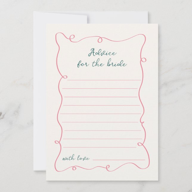 Ratenkarte für die Handgezeichnete Rosa Grüne Rahm Einladung (Vorderseite)