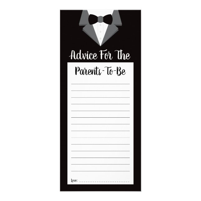 Ratenkarte für Eltern, Babydusche Werbekarte (Vorne)