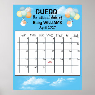 Ratet Due Date Calendar Baby Balloon Poster