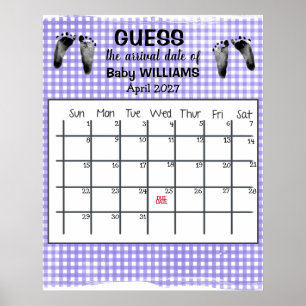 Ratet Due Date Calendar Baby Footprints Poster