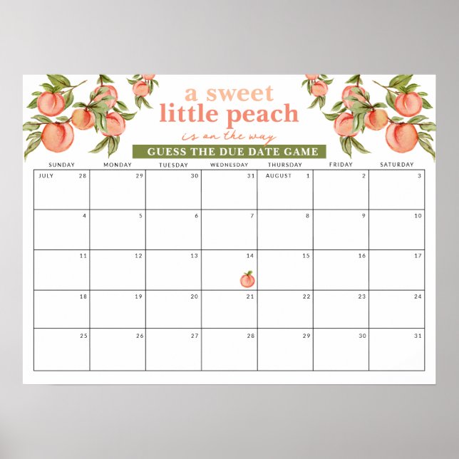 Ratet mal, wann das Sweet Peach Baby Shower Game z Poster (Vorne)