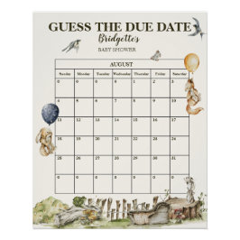 Ratet mal, wann die Forest Watercolor Babydusche z Poster