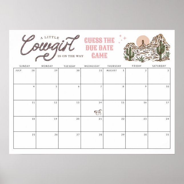 Ratet mal, wann die Kleine Cowgirl-Babydusche am r Poster (Vorne)