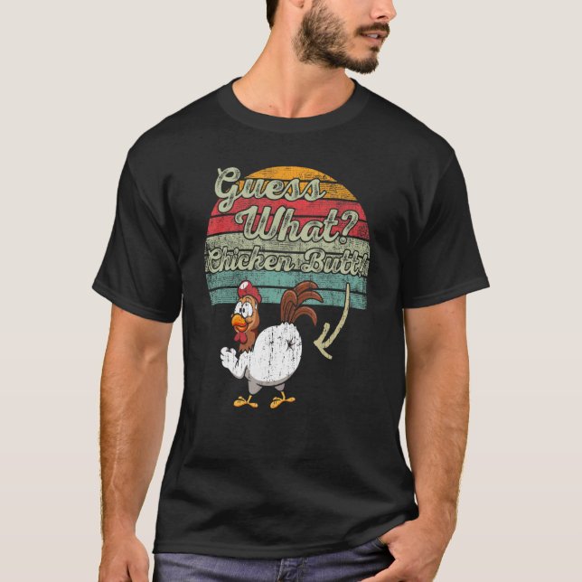 Ratet mal, was Chicken Hintern Hühnerjoch Retro Vi T-Shirt (Vorderseite)
