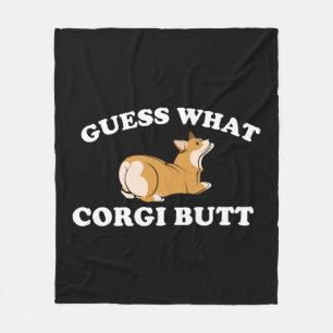 Ratet mal, was Corgi Hintern Funny Dog Lover Fleecedecke