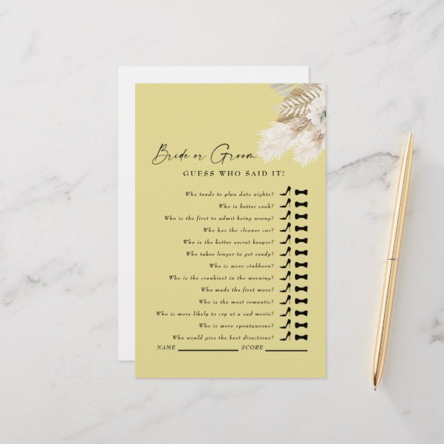 Ratet mal, wer das gesagt hat? Pampas Yellow Shows (Vorderseite/Rückseite Beispiel)