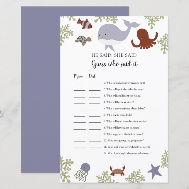 Ratet mal, wer es gesagt hat: Spiel unter der Sea  (Vorne/Hinten)