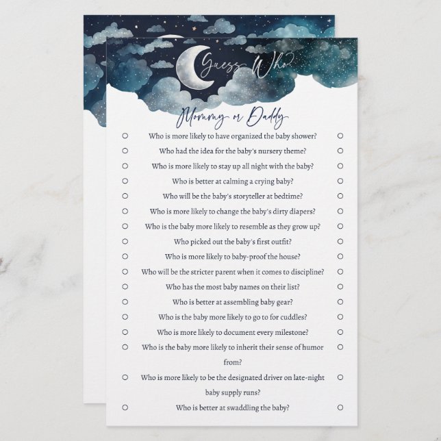 Ratet mal, wer Mama oder Papa die Duschspielkarte  (Vorne/Hinten)