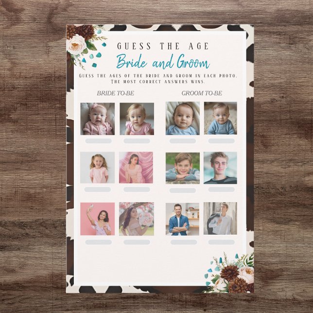 Ratet mal, wie das Age Brautparty Boho Wild Floral Einladung (Guess the Age Bridal Shower Boho Wild Floral game)