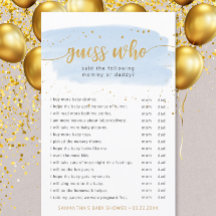 Ratet Wer blaue Wasserfarbe + goldenes Baby Duschs