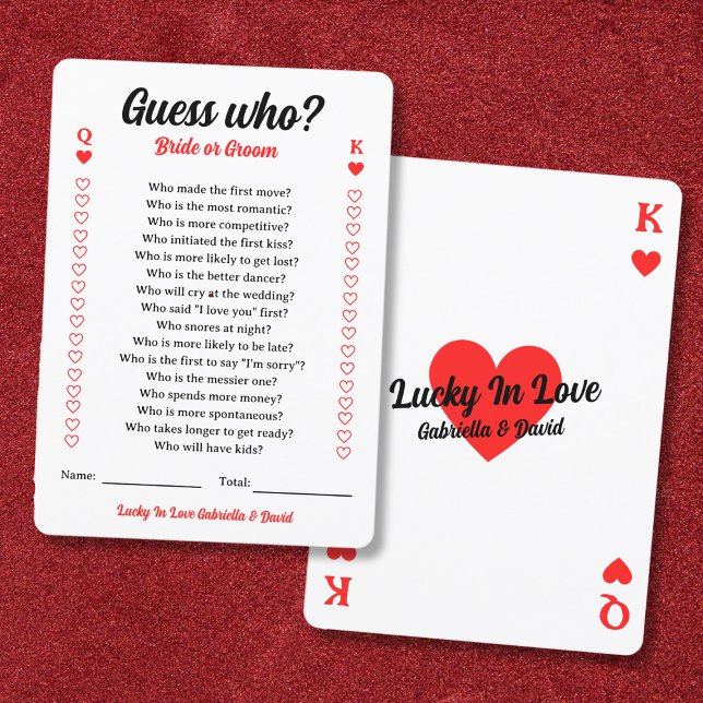 Ratet, wer Braut oder Groom Paare Duschspiel Karte (Guess Who Bride Or Groom Couples Shower Game Card)