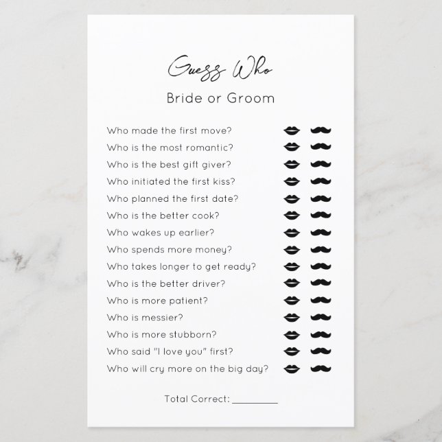 Ratet wer-bride oder Groom-Schlichte BrautduscheSp (Vorderseite)