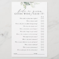 Ratet, wer Bridge oder Groom - Green Game Card