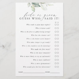 Ratet, wer Bridge oder Groom - Green Game Card