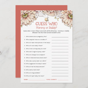 Ratet, wer Mama oder Vater Baby Duschspiel Dankeskarte