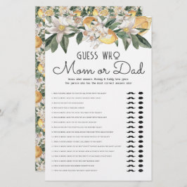 Ratet, wer Mama oder Vater Lemon Citrus Baby Dusch Briefpapier