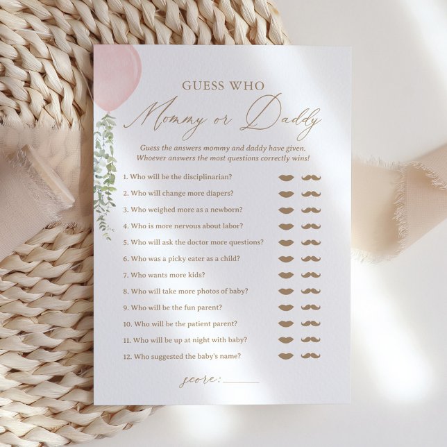 Ratet, wer Mommy oder Daddy Balloon Baby Shower Ga Einladung (Von Creator hochgeladen)