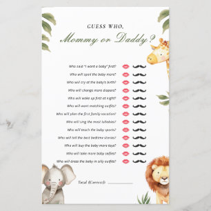 Ratet, wer Mommy oder Daddy Safari Baby Shower Gam