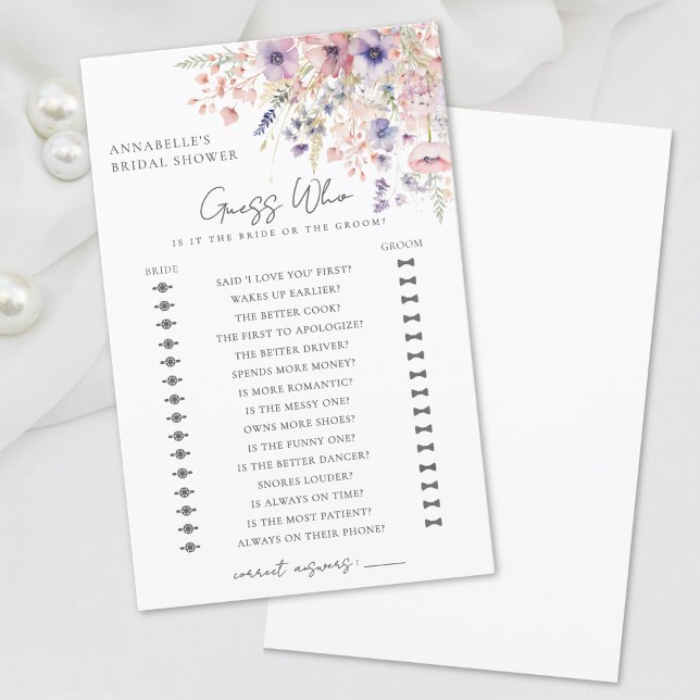 Ratet, Wer Wildblume Brautparty (Guess Who Wildflower Bridal Shower)