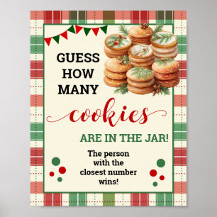 Ratet, wie viele Cookies Spiel Weihnachten Kariert Poster