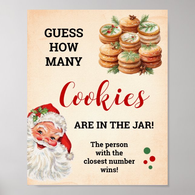 Ratet wie viele Cookies Weihnachts-Spiel-Zeichen Poster (Vorne)