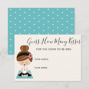 Ratet wie viele Kisses Brünettes Yoga-Brautparty Begleitkarte
