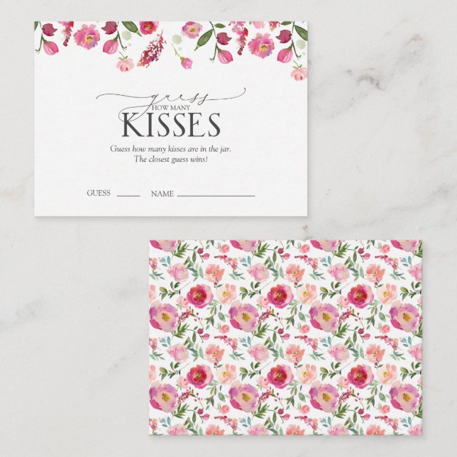 Ratet, wie viele Kisses Pink Brautparty Game Begleitkarte (Vorne/Hinten)