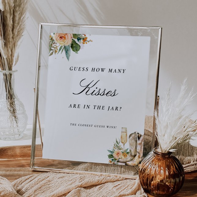 Ratet, wie viele Kisses Western Brautparty-Zeichen Poster (Von Creator hochgeladen)