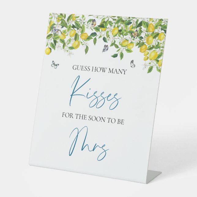 Ratet, wie viele Küss unterschreiben | Brautparty  Sockelschild (Vorderseite)