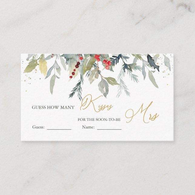 Ratet, wie viele Küsse in Jar Greenery Red Berry Begleitkarte (Vorderseite)