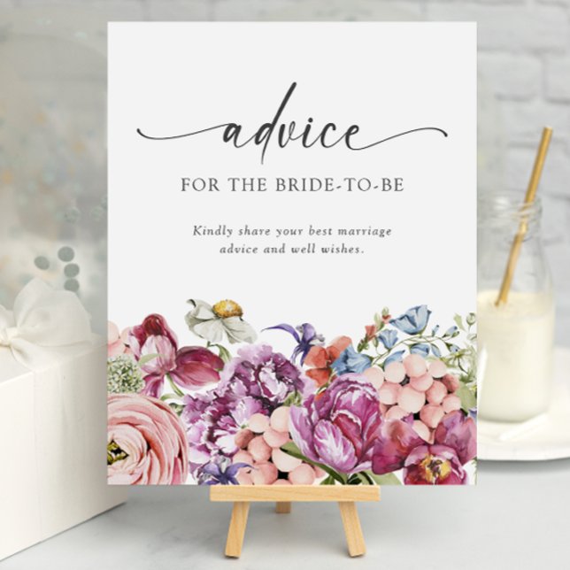 Ratgeber Brautparty Poster (Jewel Tone Wildflower Advice Bridal Shower Poster by Painted Paperie
)