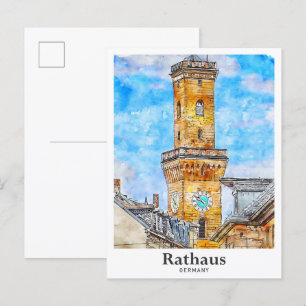 Rathaus Deutschland Reise Wasserfarbe Handgezeichn Postkarte